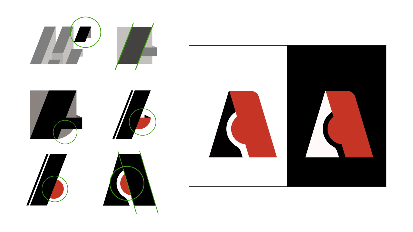 Six-step Aurality mark construction resolving into dual black and white lockup panels